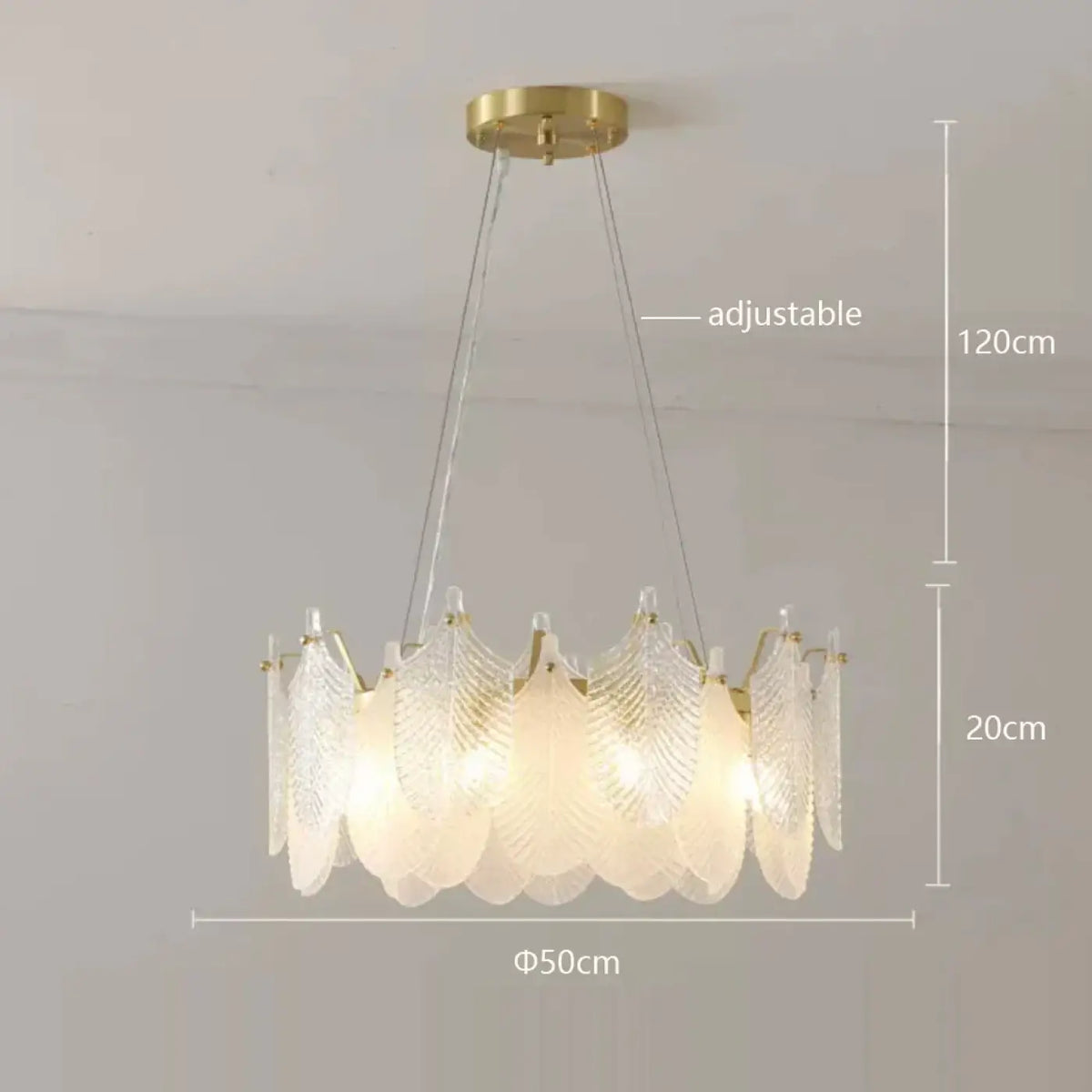 Suspension Feuilles en Cristal et Doré – Clodine