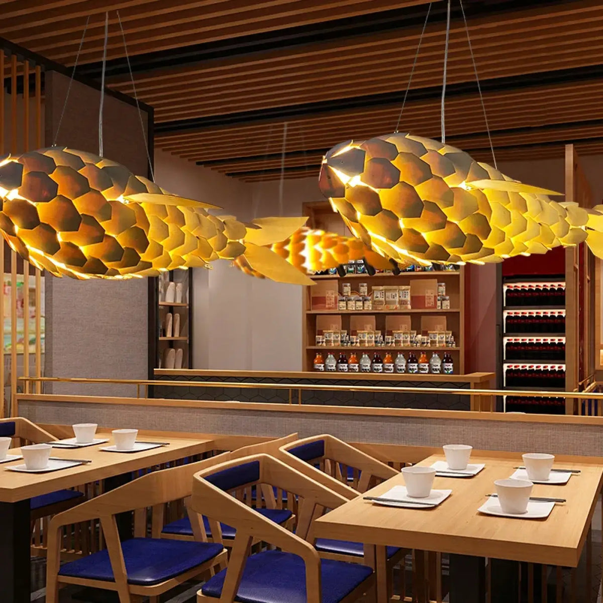 Suspension Poisson Doré Salle à Manger – Nalis