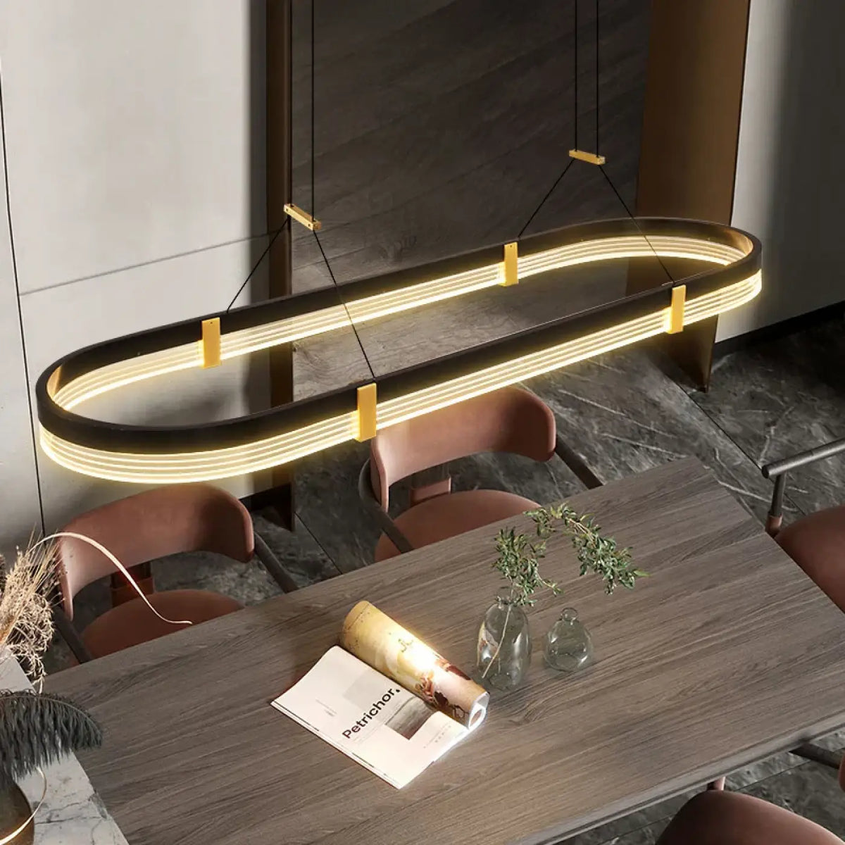 Suspension LED Design Noir et Doré – Valane