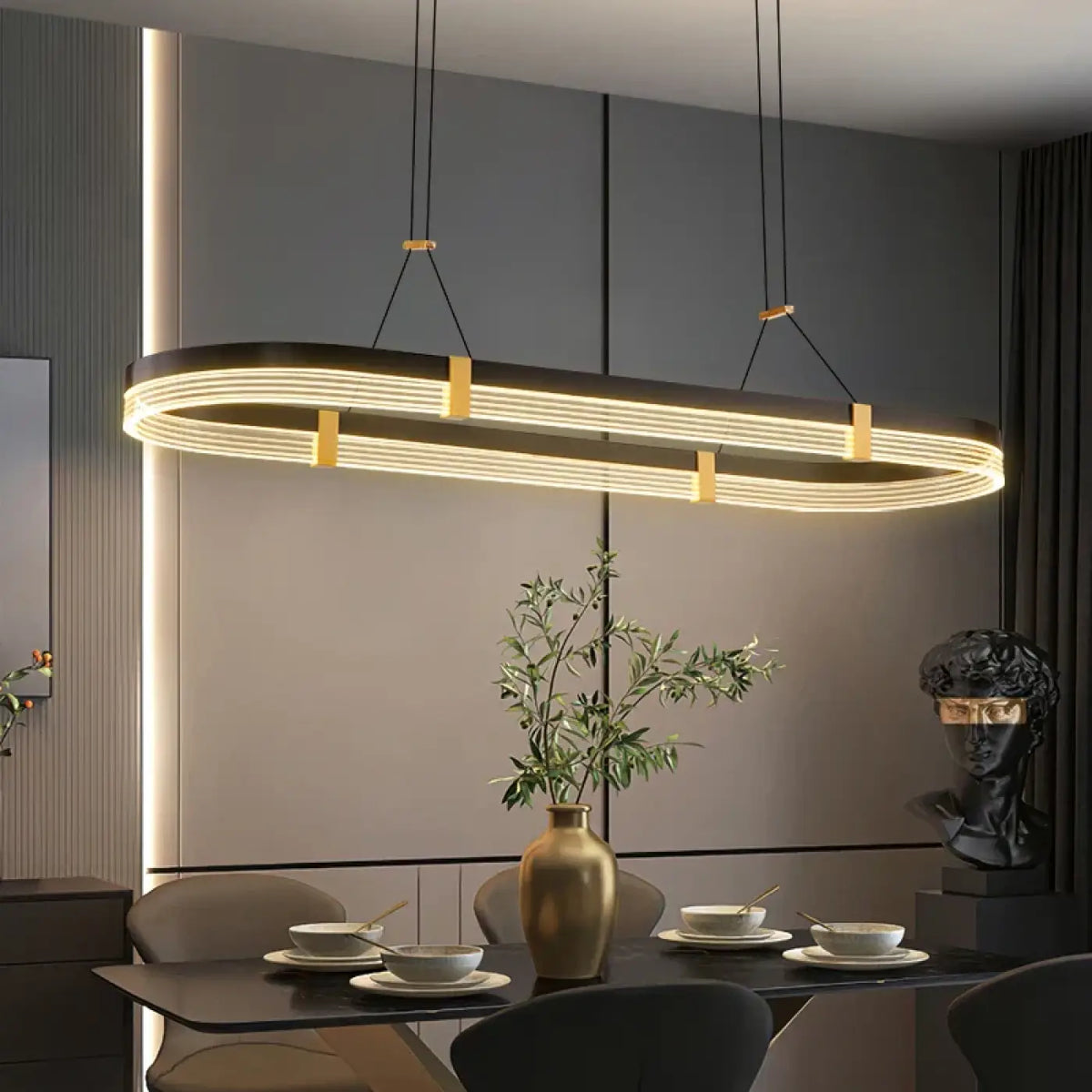 Suspension LED Design Noir et Doré – Valane