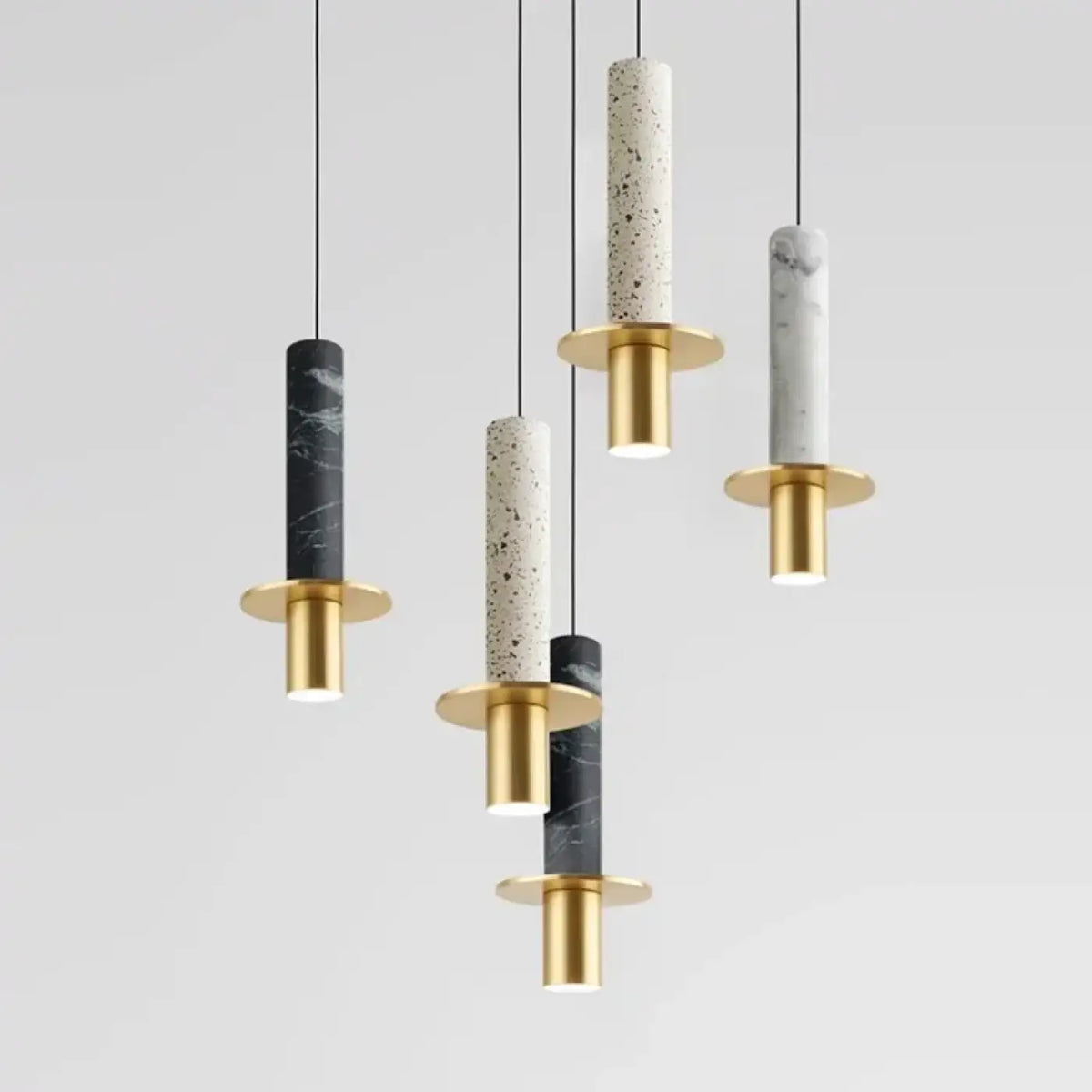Suspension Tube en Pierre et Laiton – Mivel