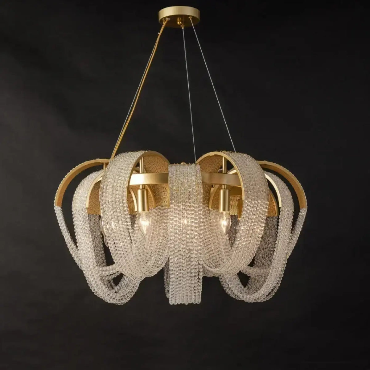 Suspension Cristal en Boucles Dorées – Bilette