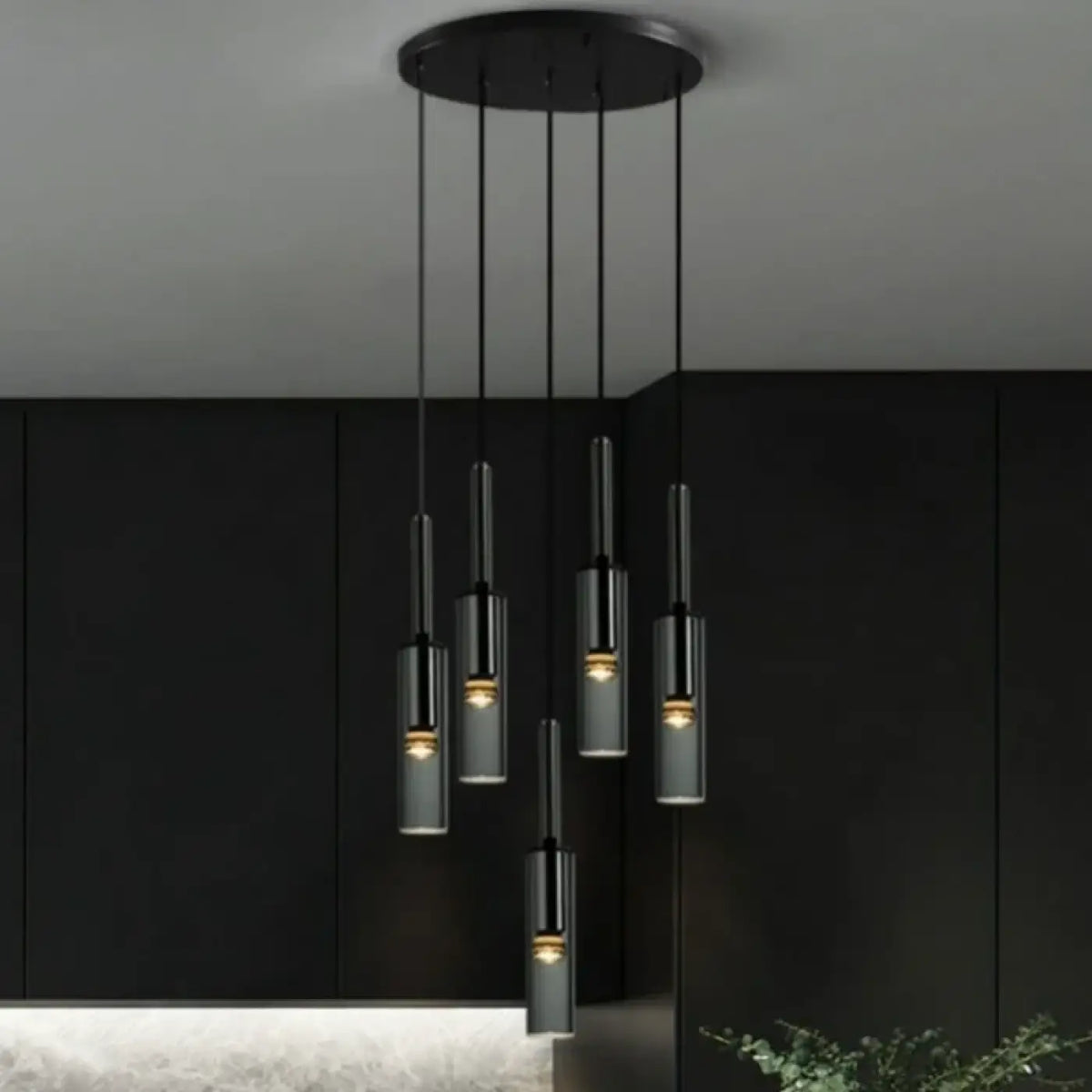 Suspension Cylindre en Verre Noir – Jarel