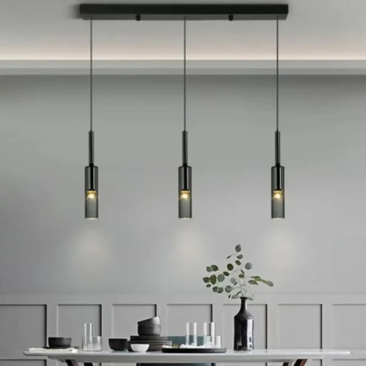 Suspension Cylindre en Verre Noir – Jarel