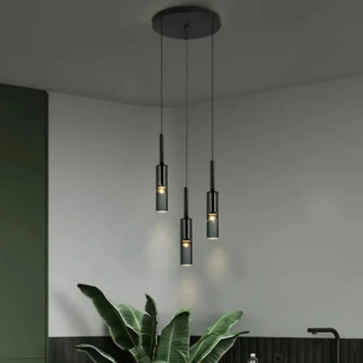 Suspension Cylindre en Verre Noir – Jarel