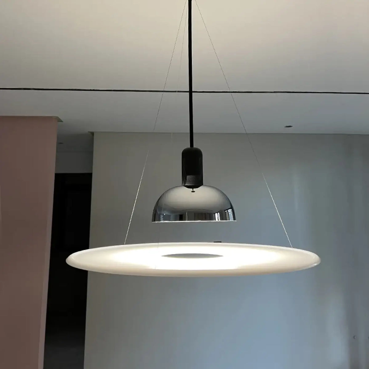 Suspension Métal Chromé et Diffuseur Blanc – Kalon