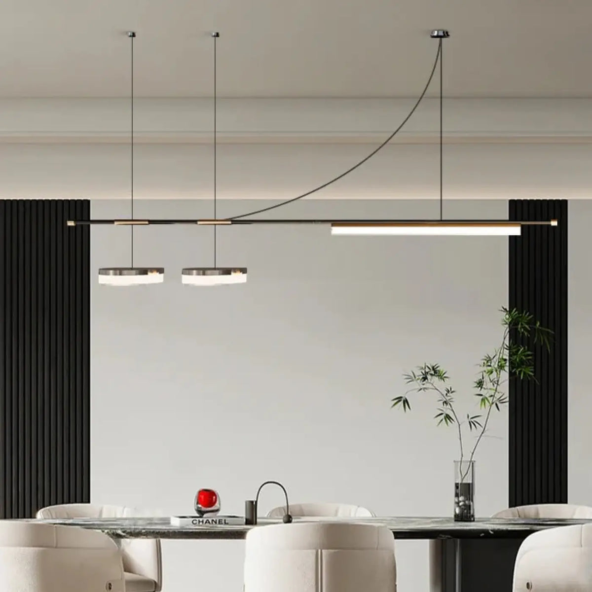 Suspension Trois Lampes Noir et Doré – Préna