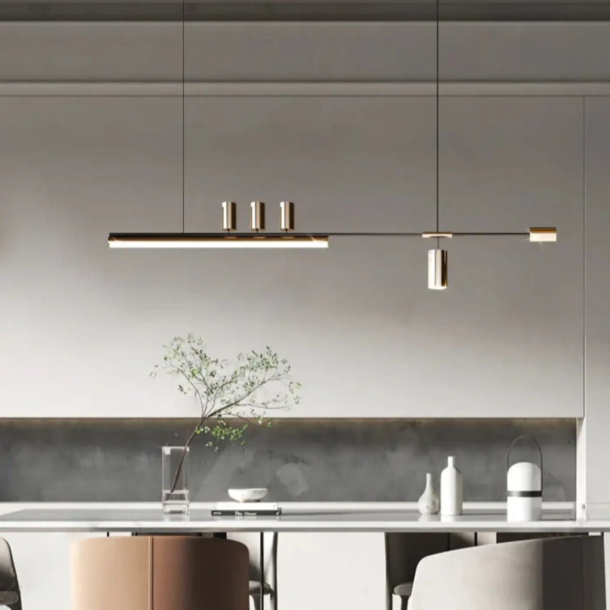Suspension Trois Lampes Noir et Doré – Préna