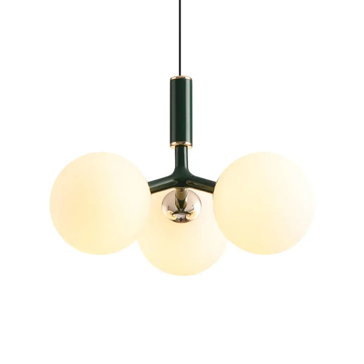 Suspension Trois Globes en Verre Opalin – Birelle