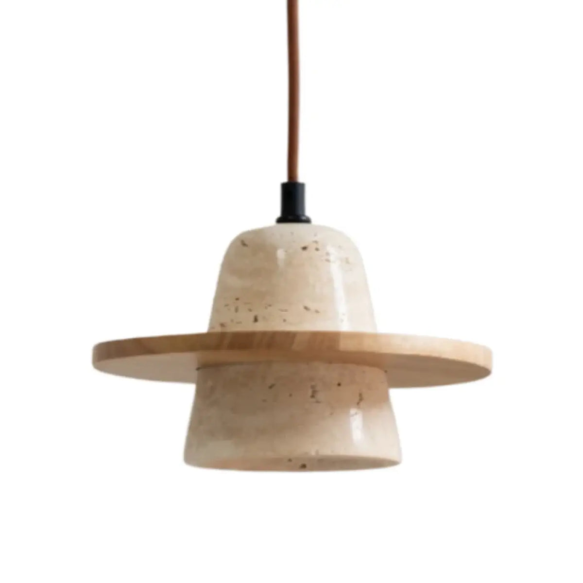 Suspension en Travertin et Bois Clair – Mavine