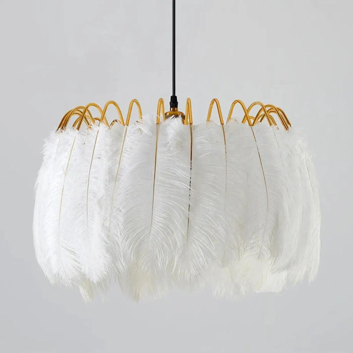 Suspension Plumes Blanches et Doré – Ralon