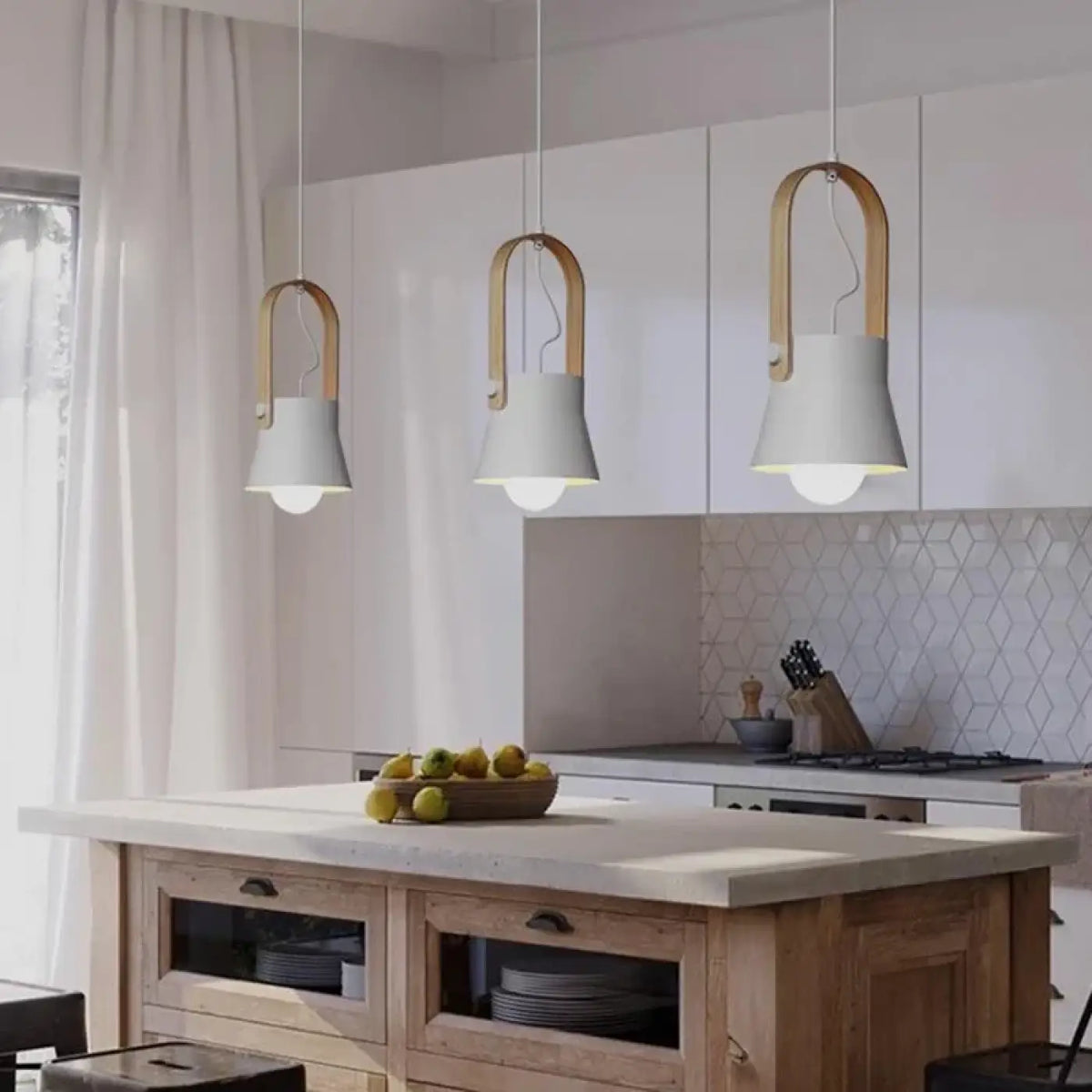 Suspension Scandinave Colorée avec Détail Bois – Roson