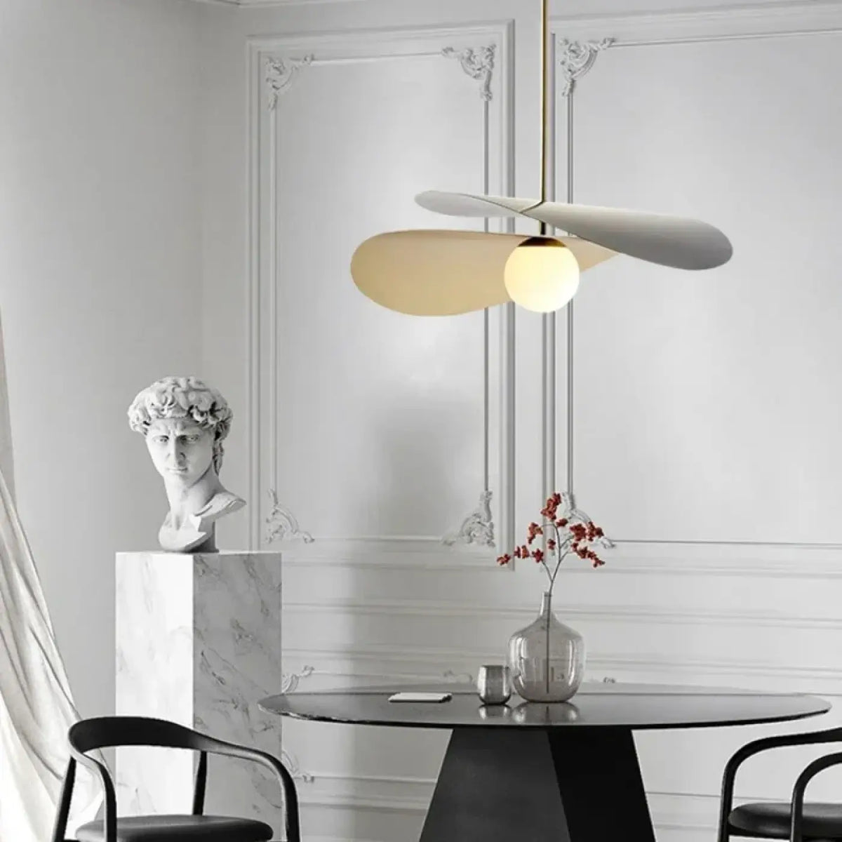 Suspension Trois Pales Blanc et Doré – Kavine