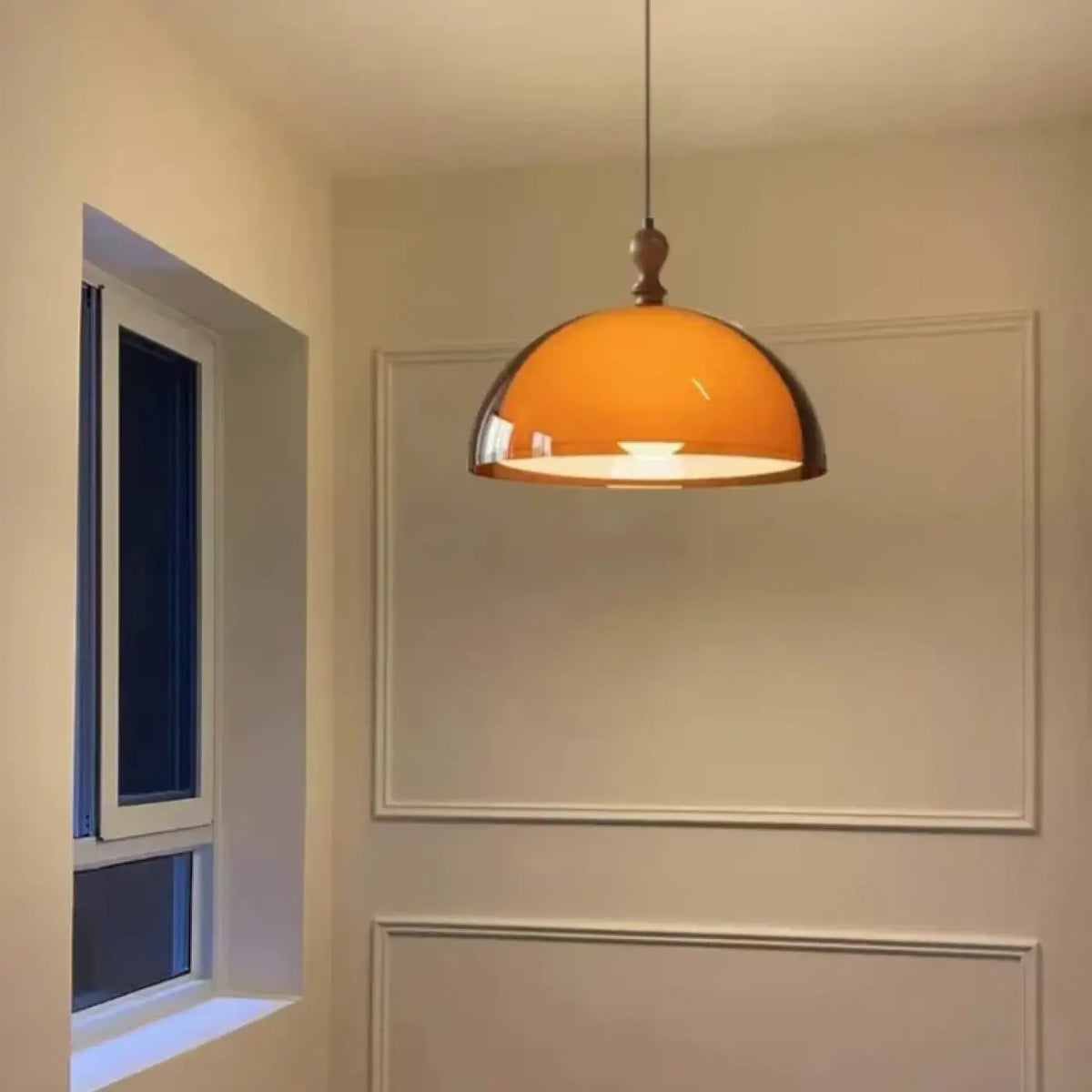 Suspension Dôme Ambré et Bois – Zédette