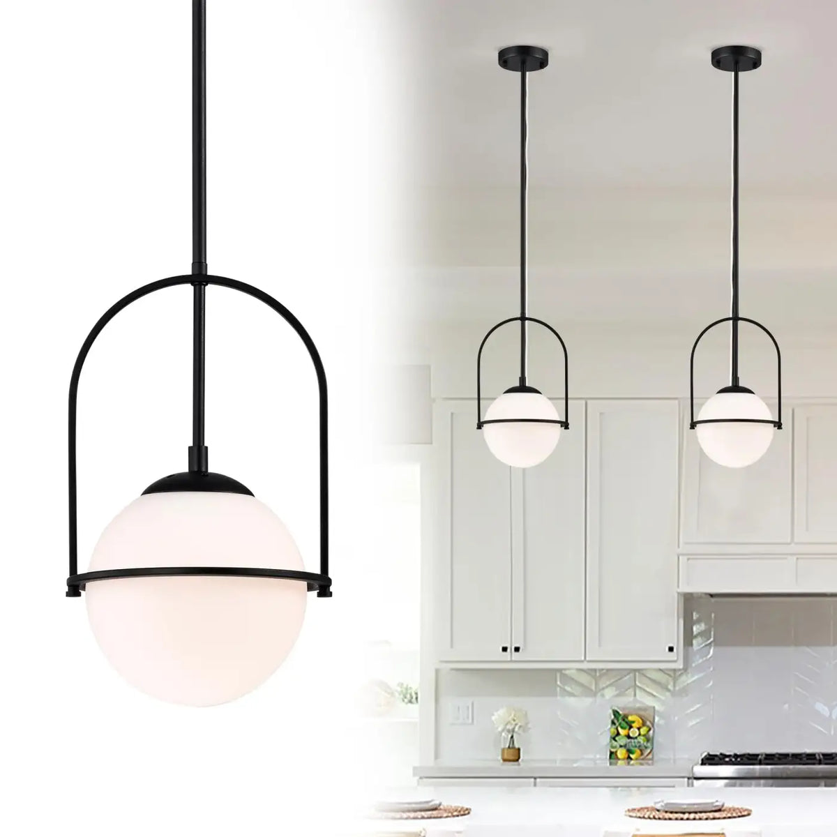 Suspension Globe en Verre Opalin – Tosel