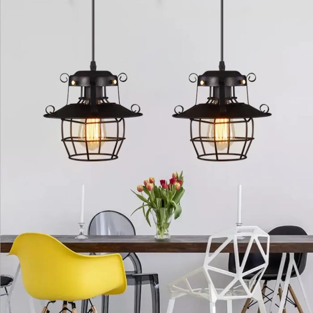 Suspension Lanterne Industrielle Métal et Verre – Lanel