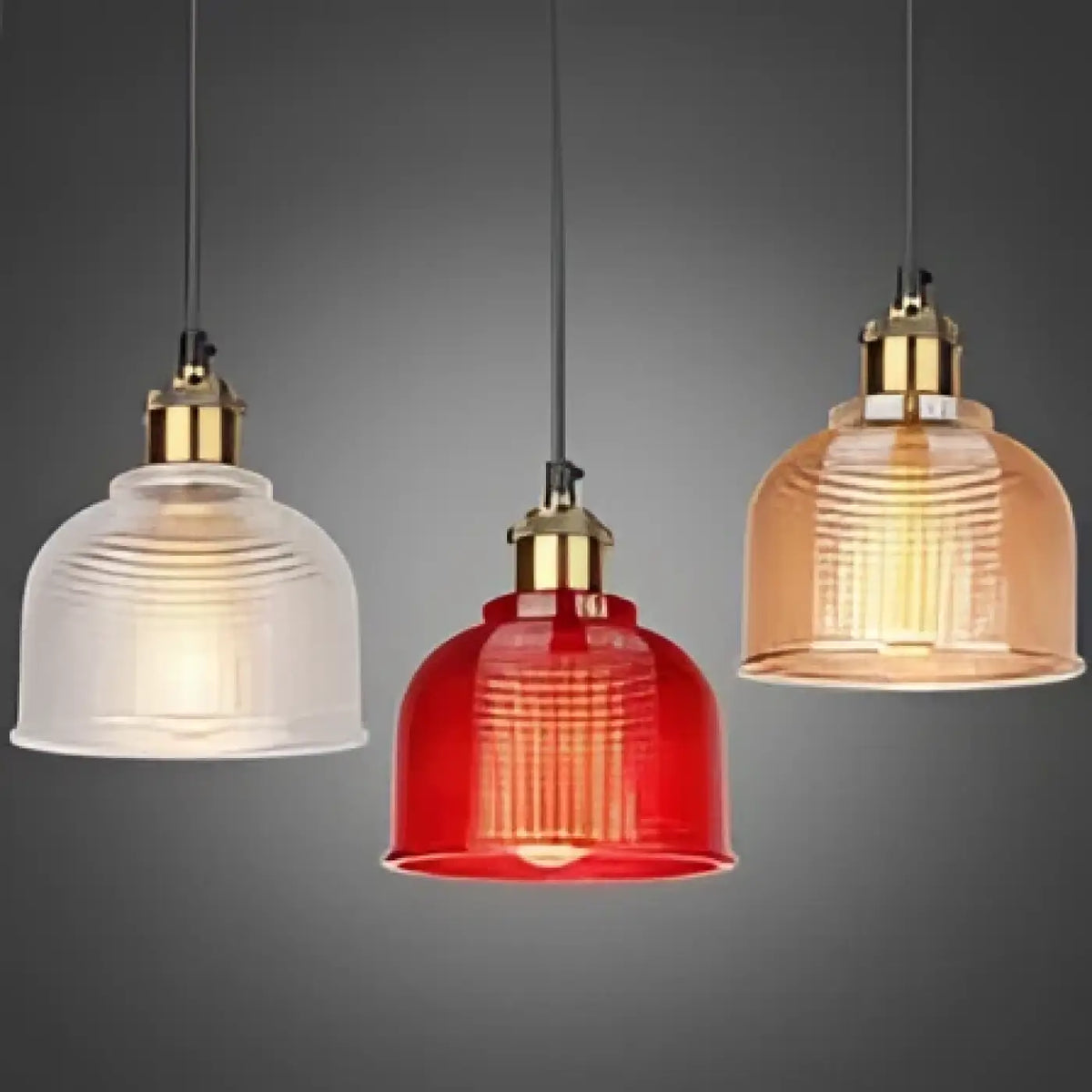Suspension Industrielle en Verre Strié – Doline