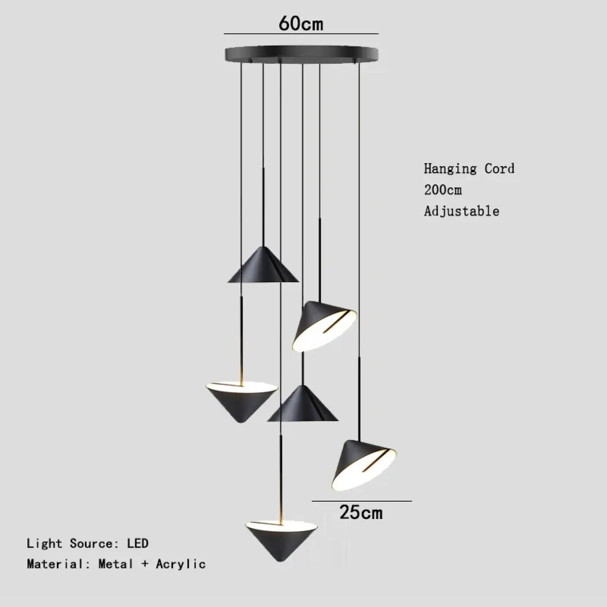 Suspension LED Acrylique et Cadre Noir – Noris