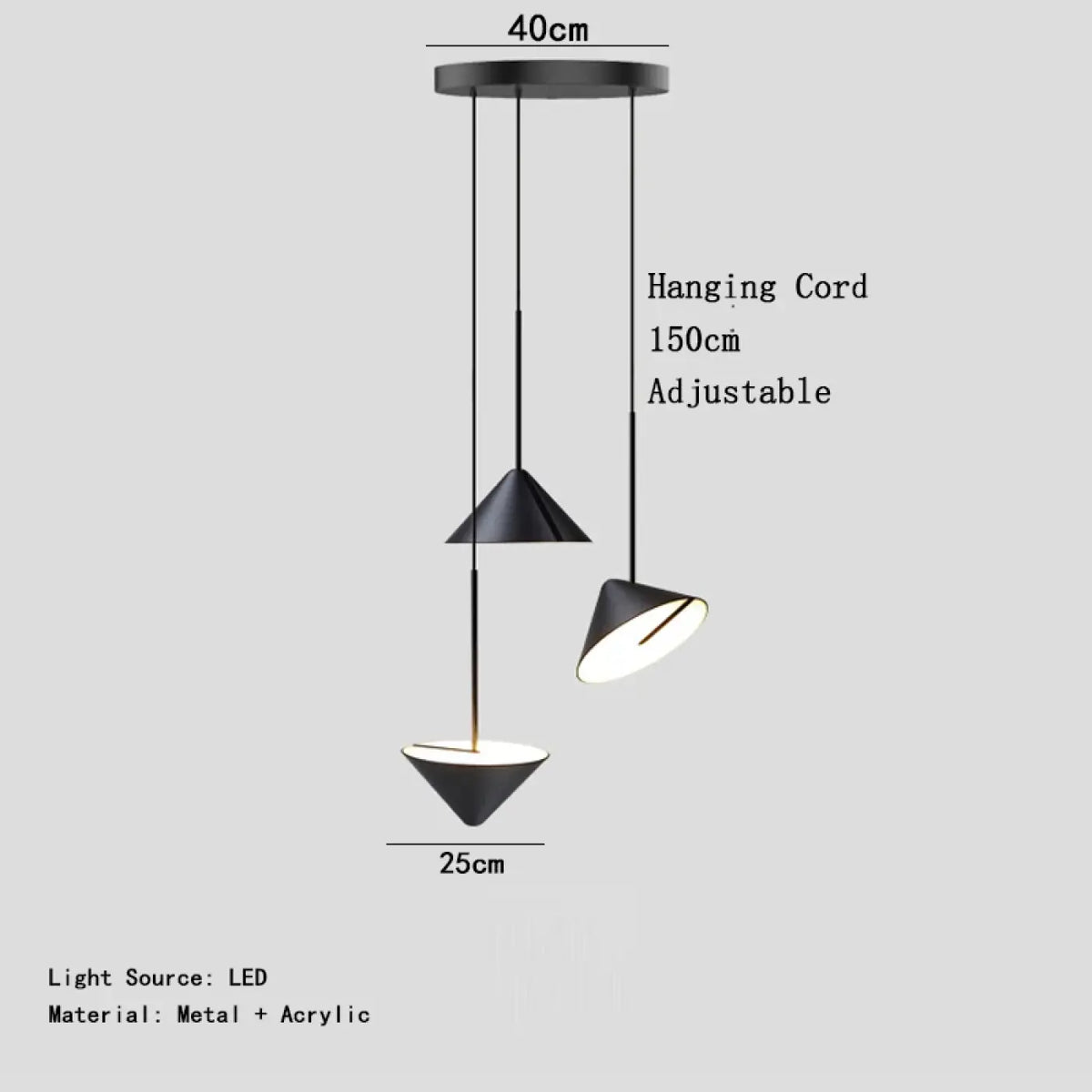Suspension LED Acrylique et Cadre Noir – Noris