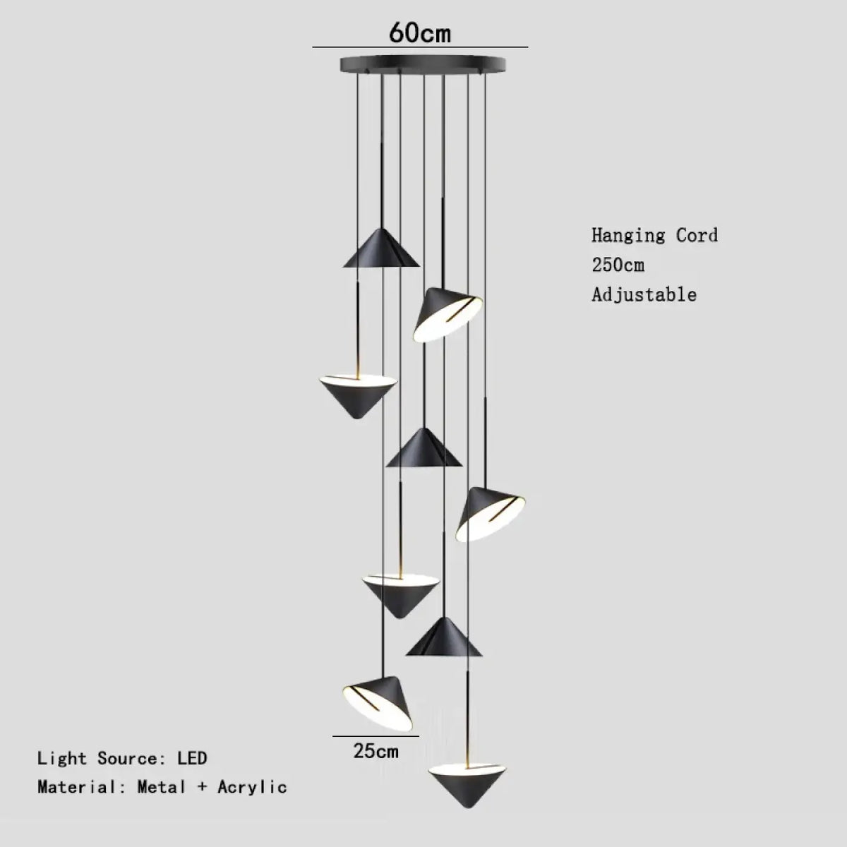 Suspension LED Acrylique et Cadre Noir – Noris