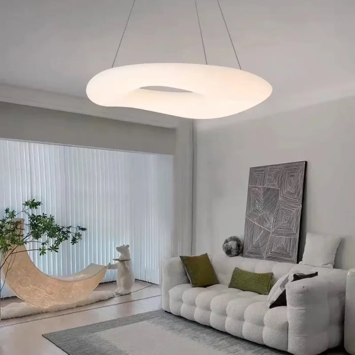 Suspension LED Ovale Ajourée Blanche – Madel