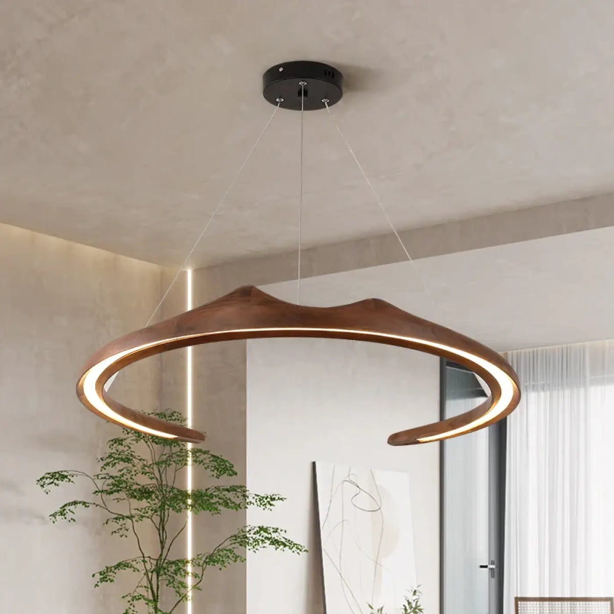 Suspension LED en Bois Sculptural – Trilon
