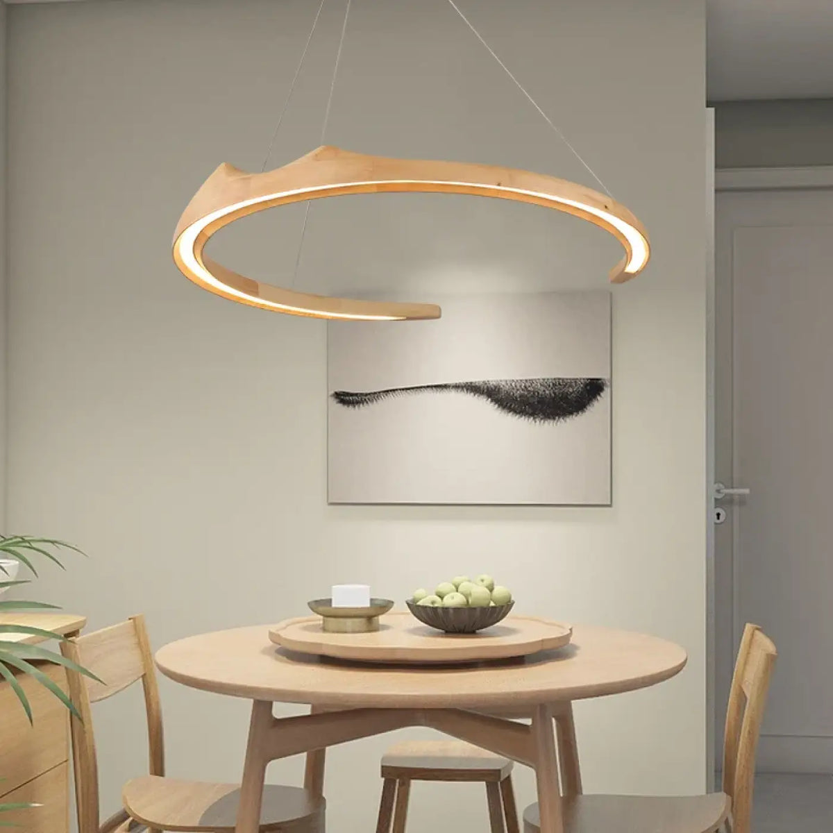 Suspension LED en Bois Sculptural – Trilon