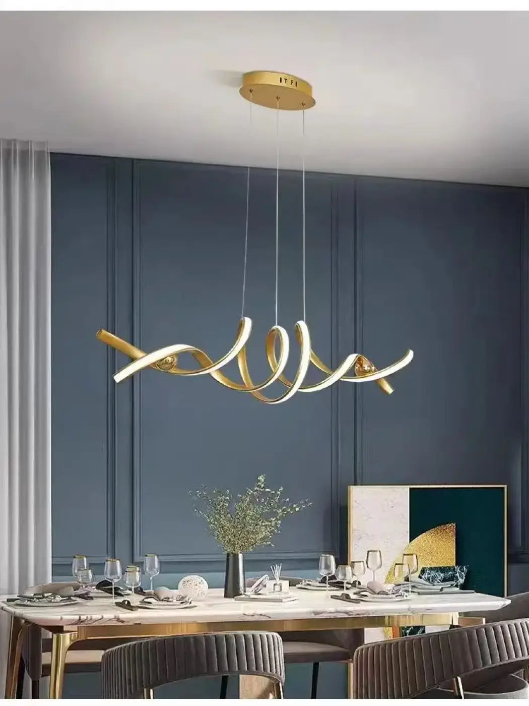 Suspension LED Spirale Dorée – Borelle
