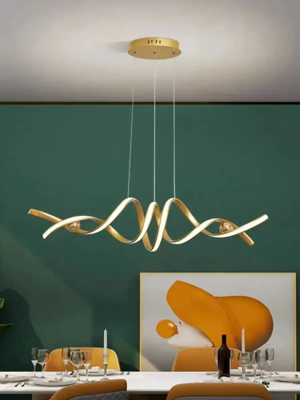 Suspension LED Spirale Dorée – Borelle