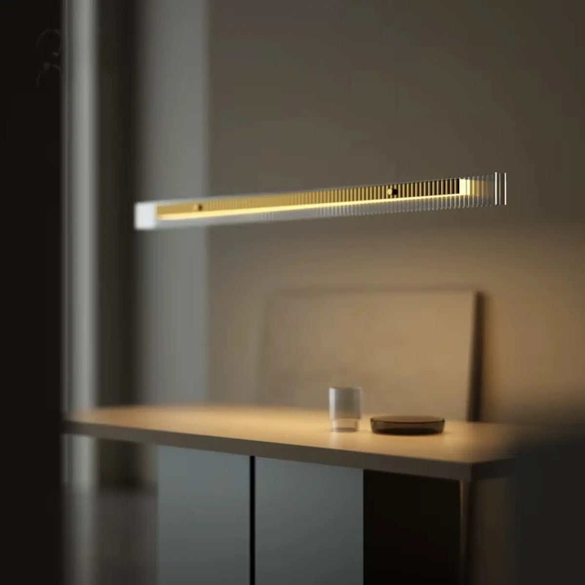 Suspension LED Horizontale en Verre Strié – Zimio