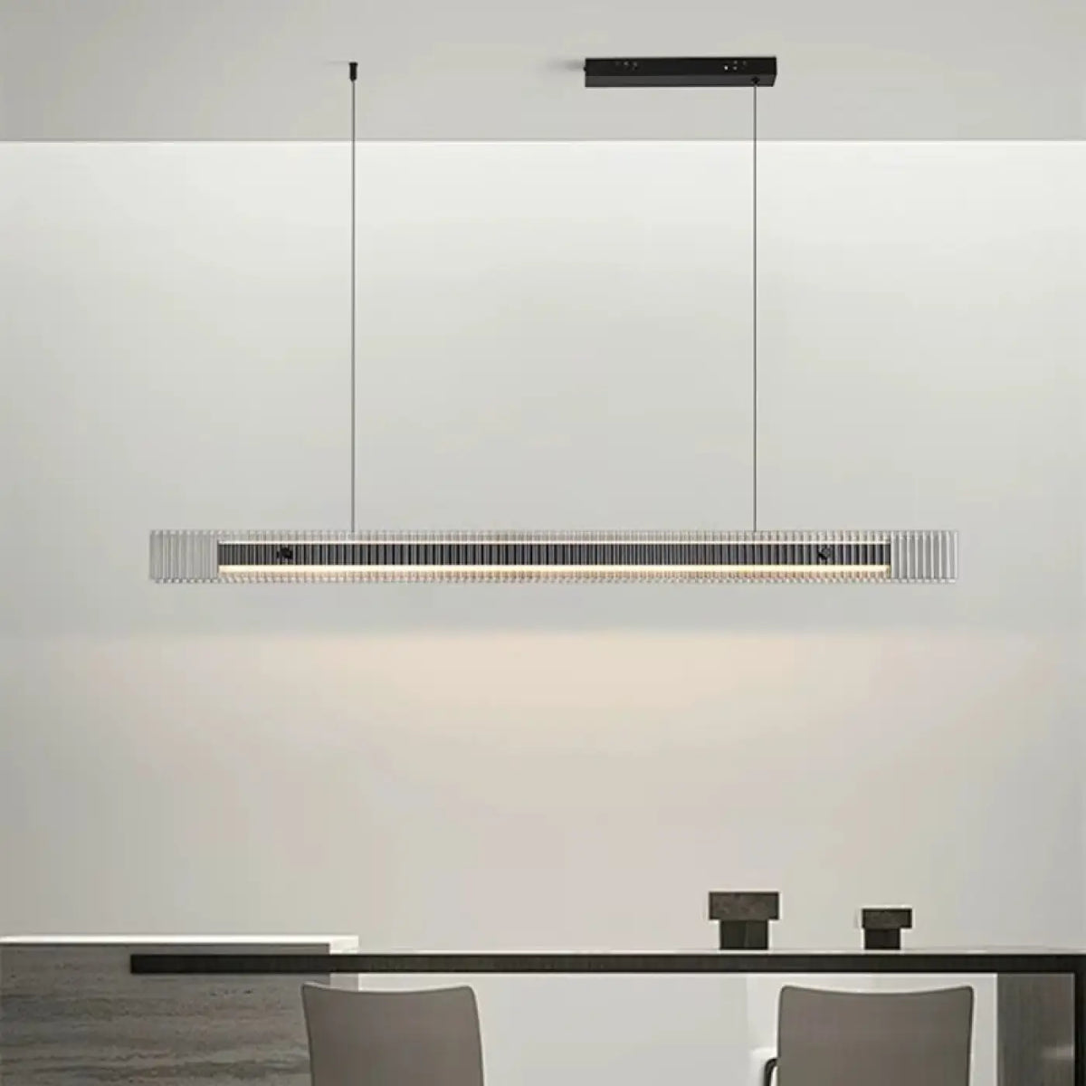 Suspension LED Horizontale en Verre Strié – Zimio