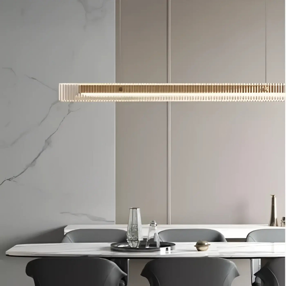 Suspension LED Linéaire Acrylique Dorée – Kala