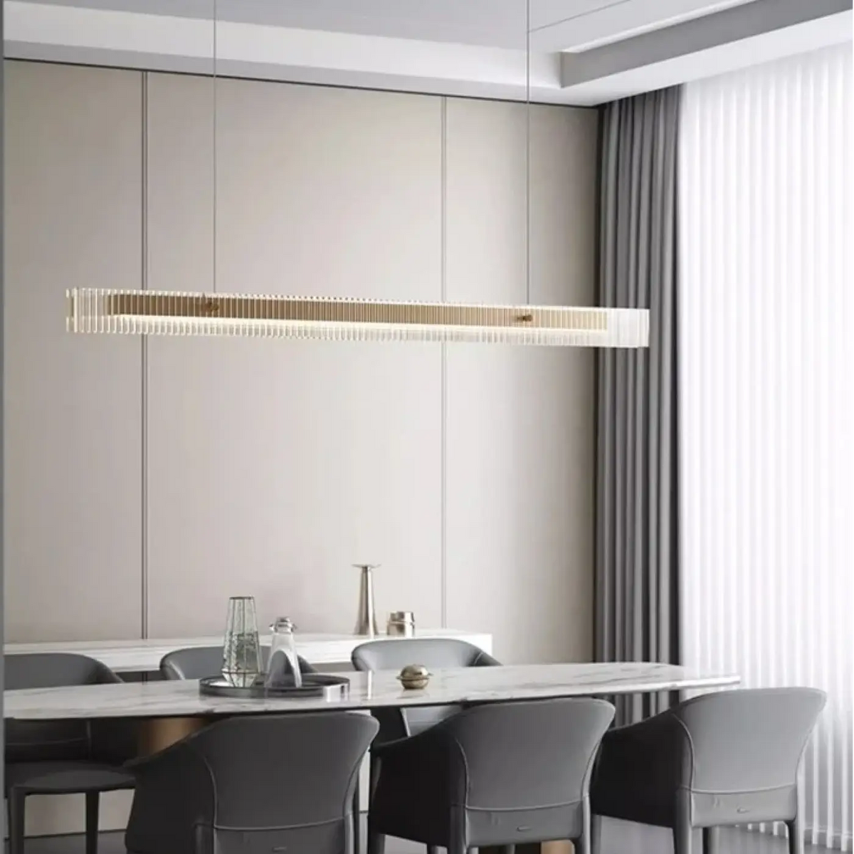 Suspension LED Linéaire Acrylique Dorée – Kala