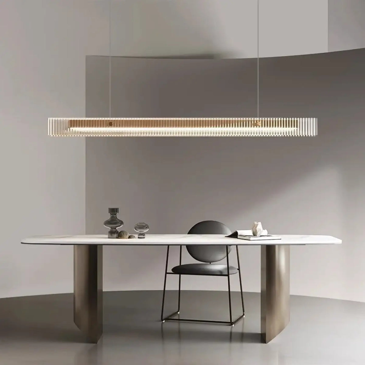 Suspension LED Linéaire Acrylique Dorée – Kala
