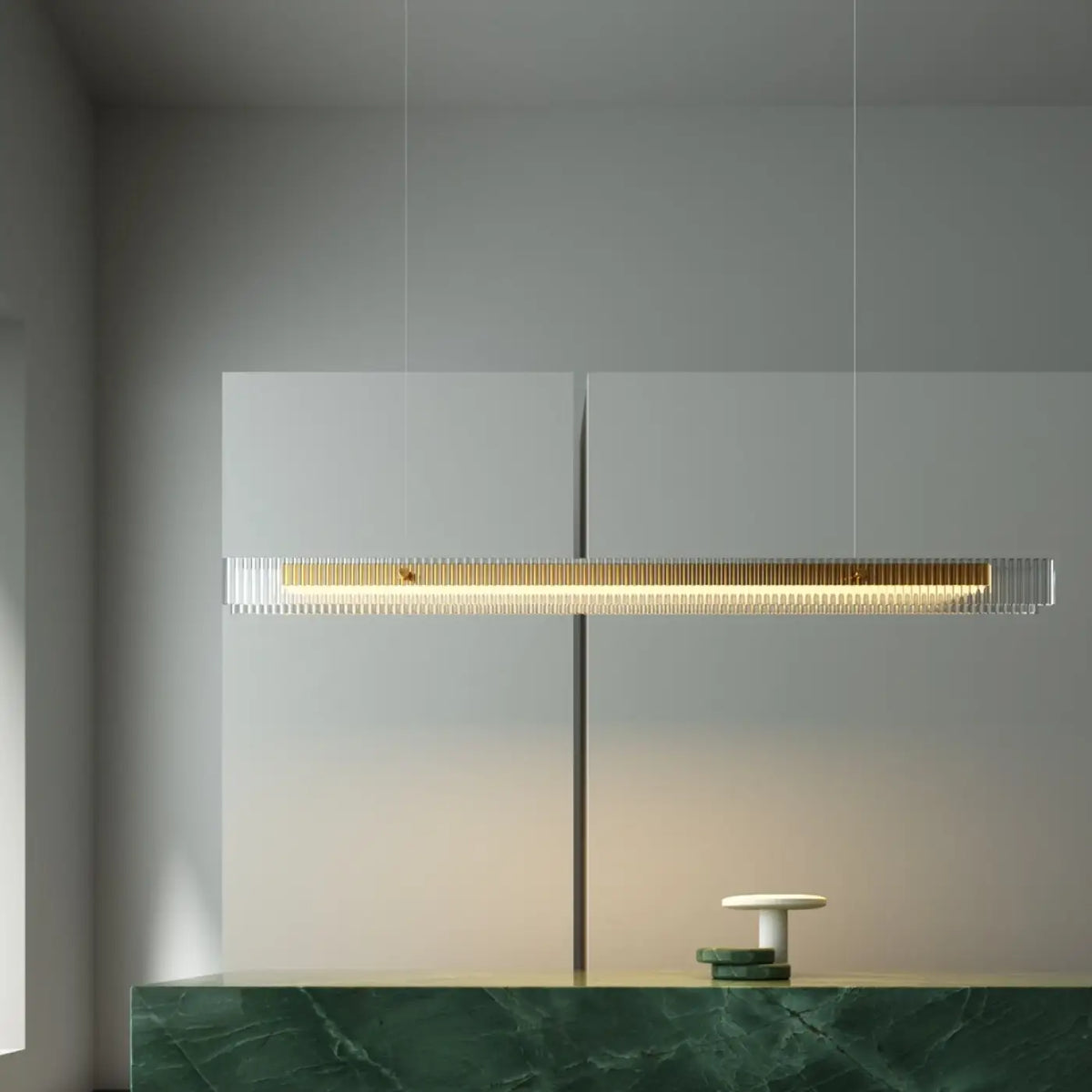Suspension LED Linéaire Acrylique Dorée – Kala