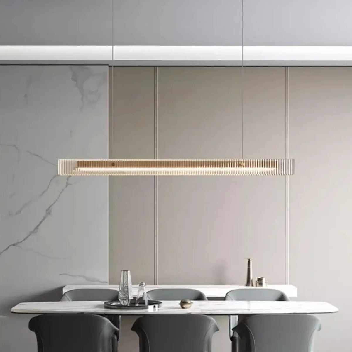 Suspension LED Linéaire Acrylique Dorée – Kala