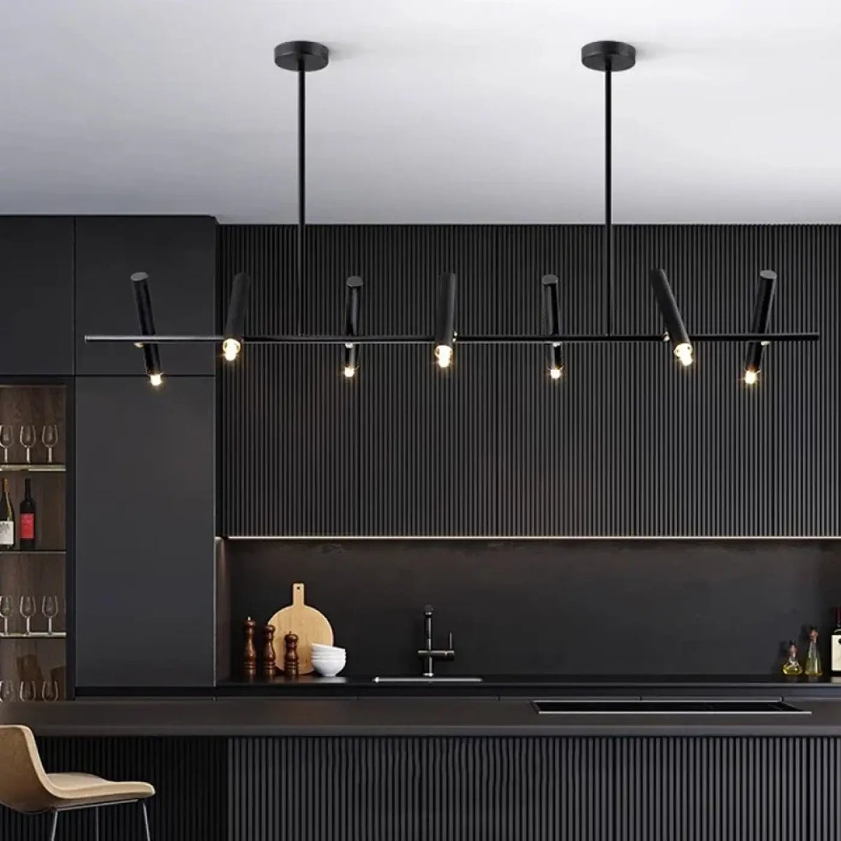 Suspension LED Noire Minimaliste – Rolette