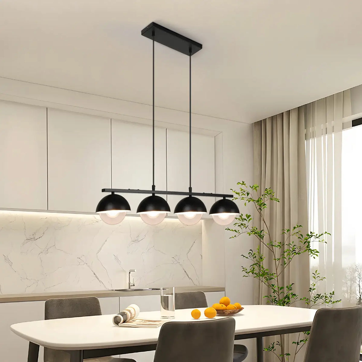 Suspension LED Noire à Quatre Boules – Bémel