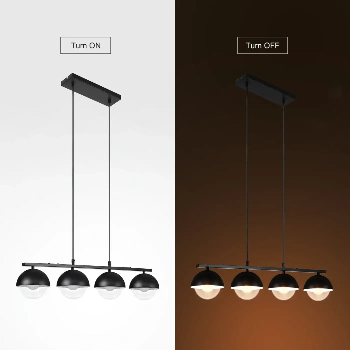 Suspension LED Noire à Quatre Boules – Bémel