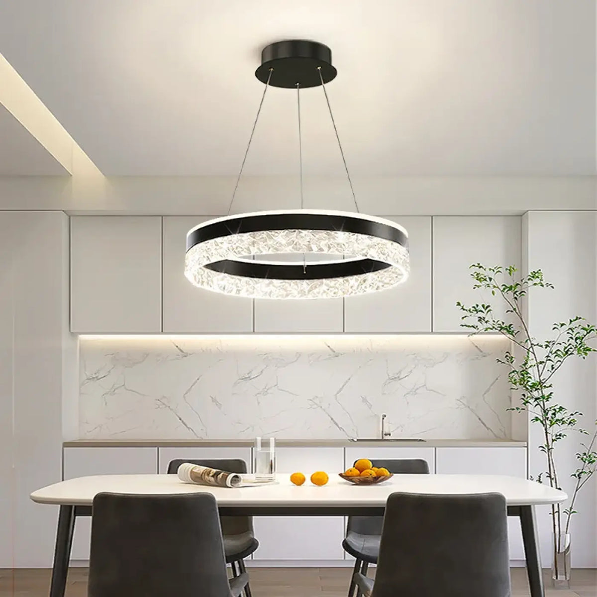 Suspension LED Ronde en Cristal – Zilio