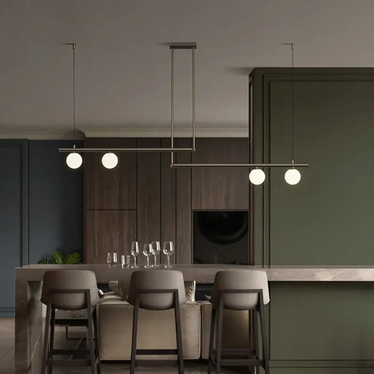 Suspension Linéaire à Globes en Verre – Remane