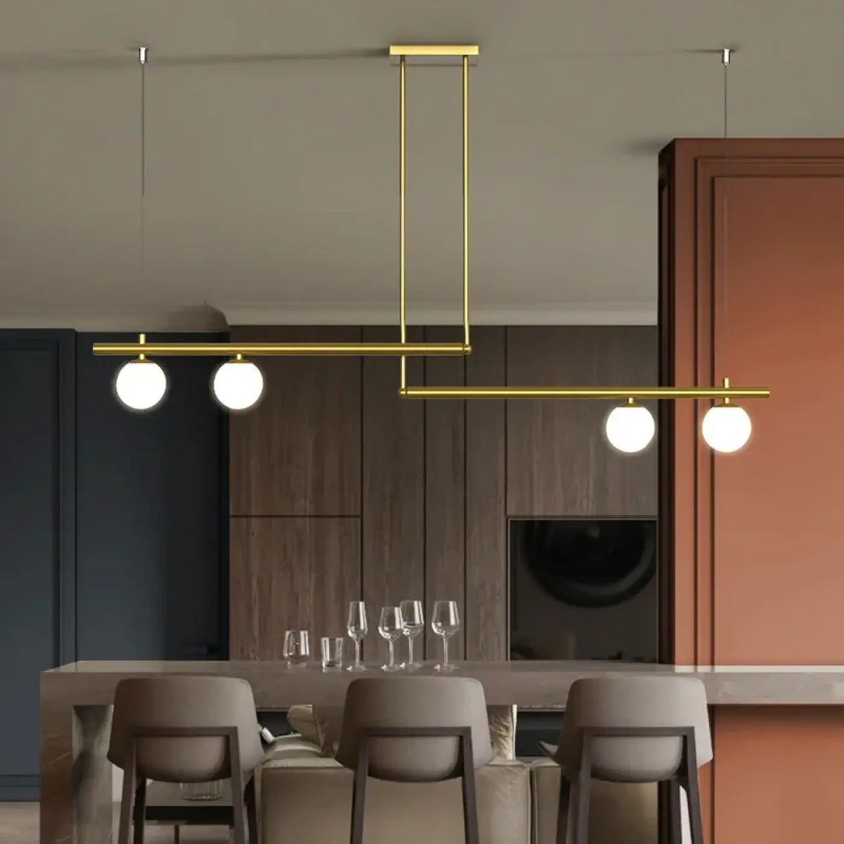 Suspension Linéaire à Globes en Verre – Remane