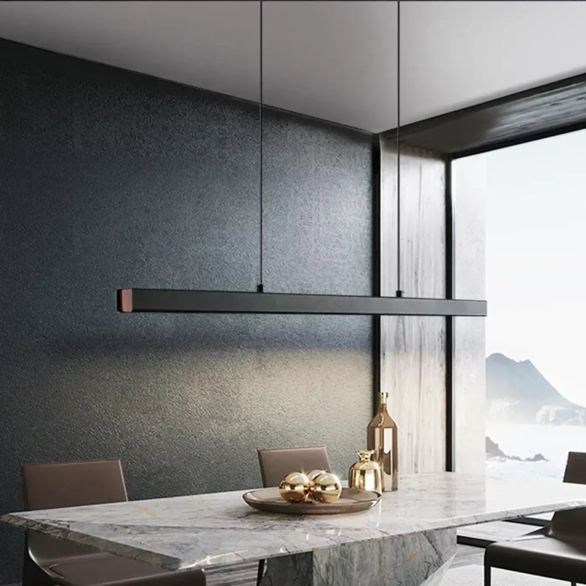 Suspension Linéaire Noire Minimaliste – Bovon