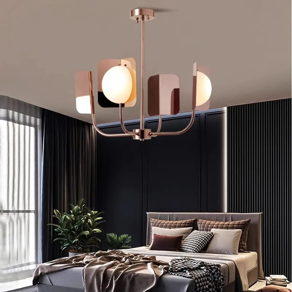 Suspension Art Déco Dorée à Globes Opalins – Limine