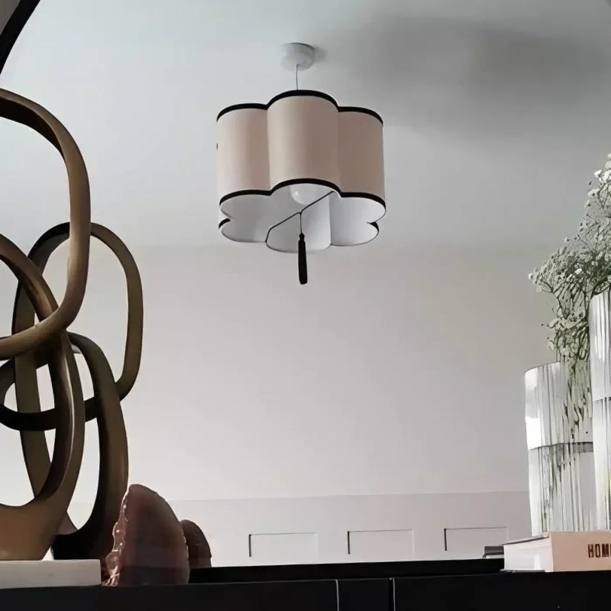 Suspension en Tissu Beige et Noir – Trasane