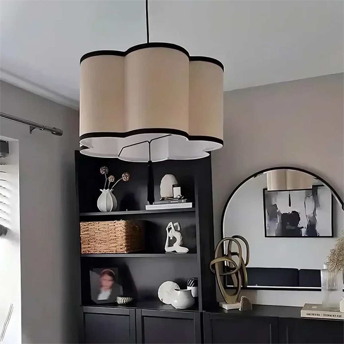 Suspension en Tissu Beige et Noir – Trasane