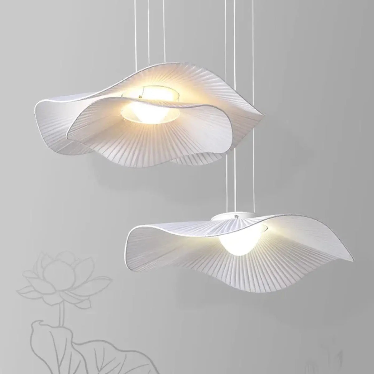 Suspension Blanche à Deux Abat-jour Courbés – Birel