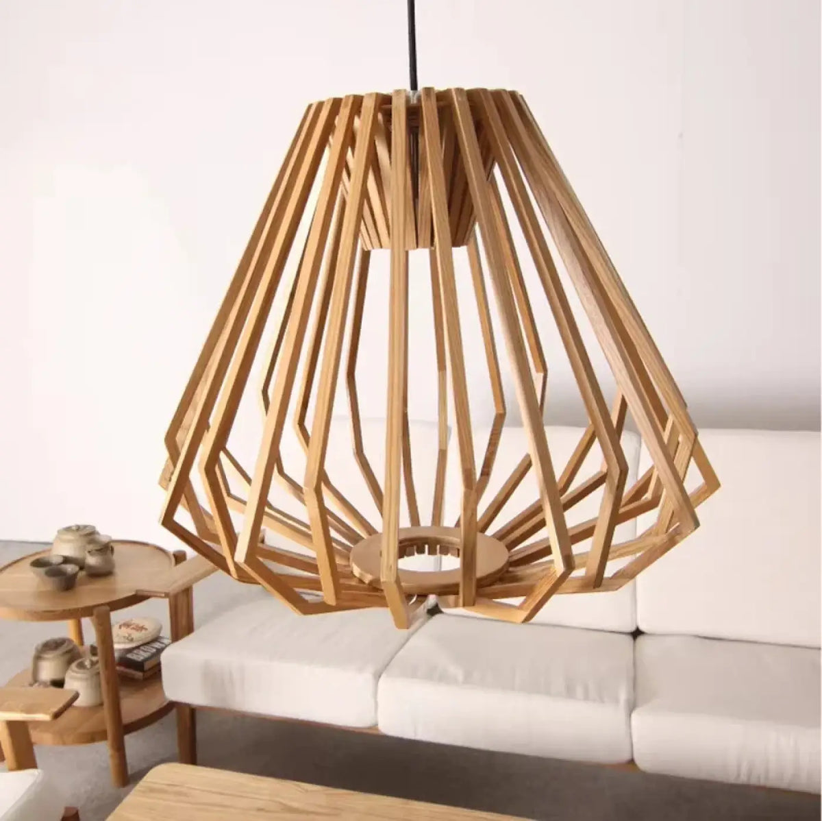 Suspension Géométrique en Bois Naturel – Norel