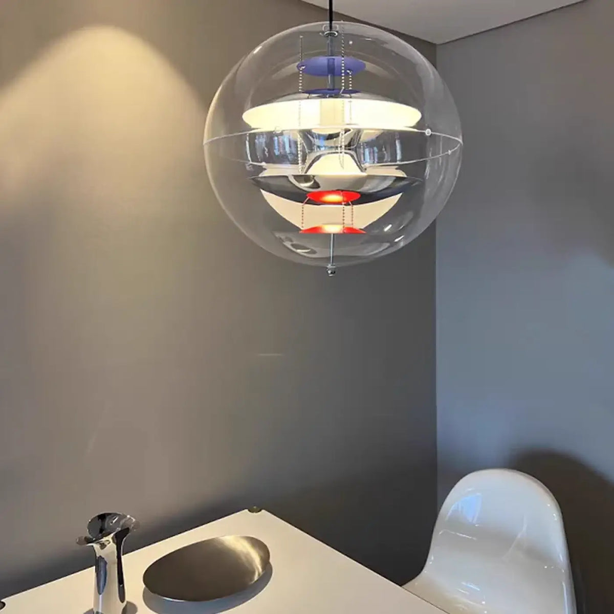 Suspension Boule en Verre Argenté – Plose