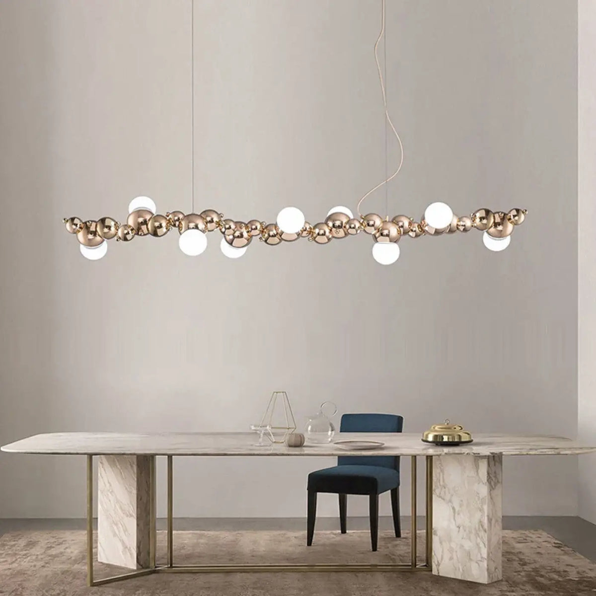 Suspension Boules Dorées et Blanches LED – Sivo